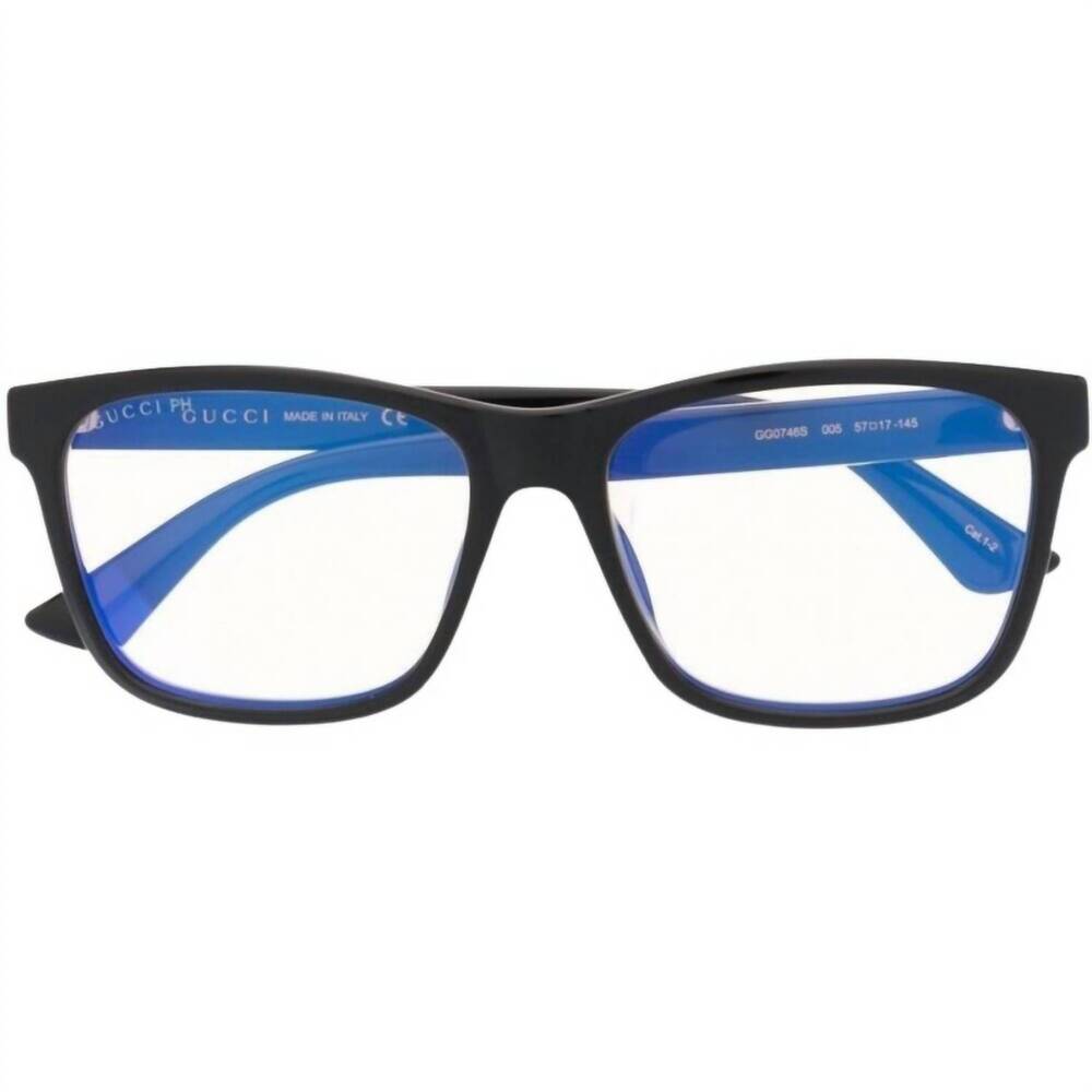NEW GUCCI men's injection squared sunglasses in clear/ black
